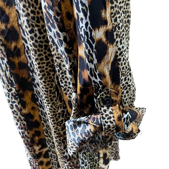 Womens Animal Print Button Down Blouse Fred David Pluse Size 2X Shirt u - Picture 7 of 11
